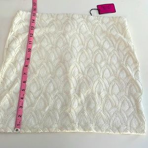 Cream/off white sequin front stretch mini skirt